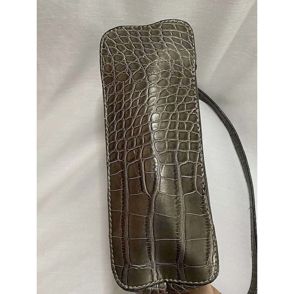 Tommy Hilfiger Small Bag Silver Purse Shoulder Bag Alligator Pattern